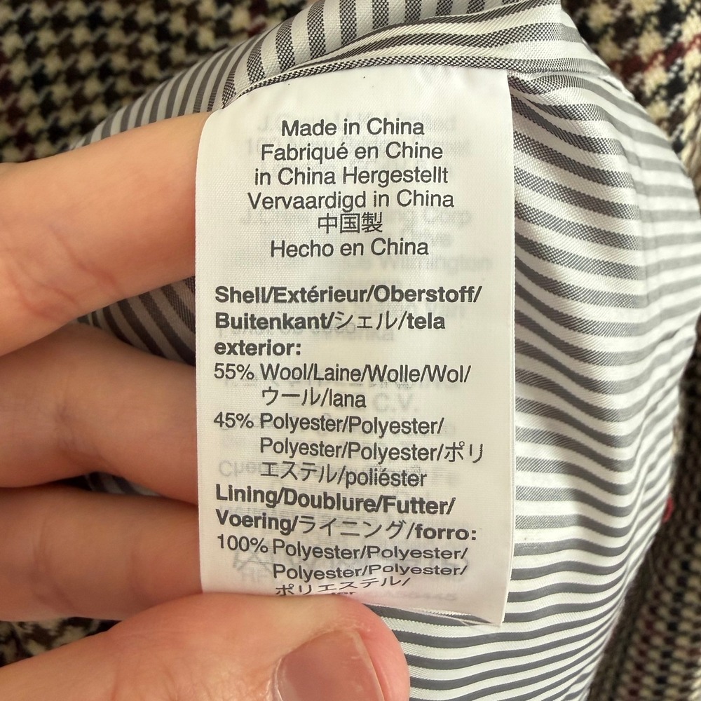 J.Crew Factory Wool Blend Schoolboy Blazer Houndstooth Camel Size 0 NWT - Picture 9 of 9
